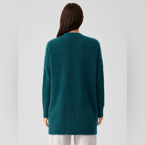 NWT Eileen Fisher Mohair Plush Melange V-Neck Cardigan - Picture 3 of 5